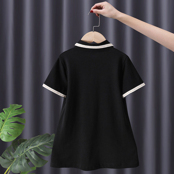 Ежедневна детска рокля с яка и джобове -три цвята