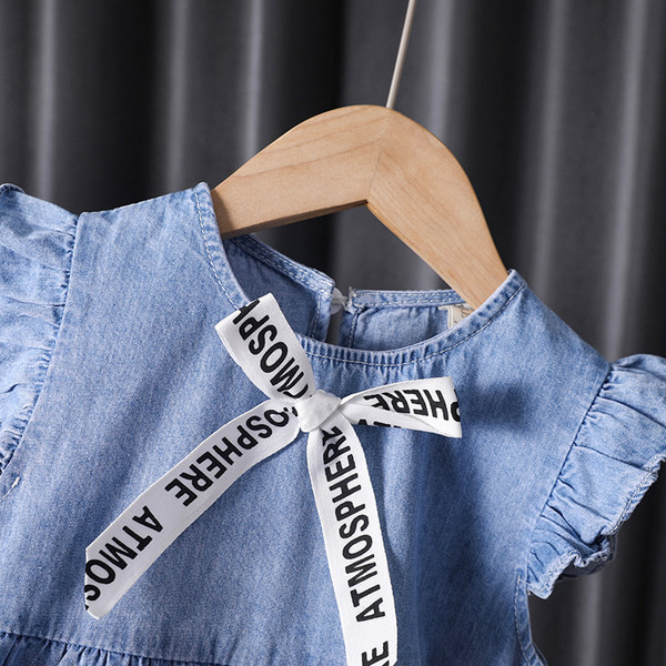 Gyerekruha lányoknak farmer anyagból, szalaggal