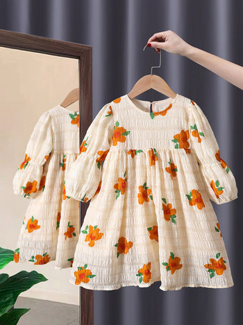 Παιδικό ανοιξιάτικο φόρεμα δύο μοντέλα με μακριά μανίκια