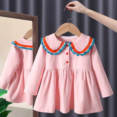 Rózsaszín gallérral ellátott gyerekruha lányoknak