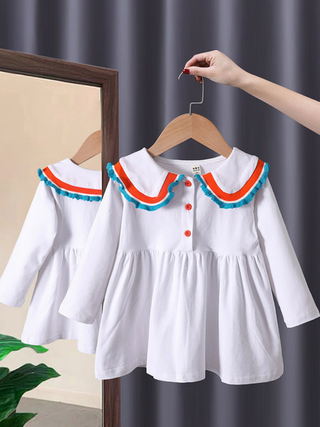 Rózsaszín gallérral ellátott gyerekruha lányoknak