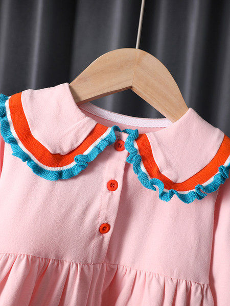 Rózsaszín gallérral ellátott gyerekruha lányoknak