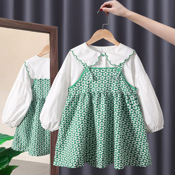 Virágos motívumokkal díszített tavaszi gyerekruha lányoknak