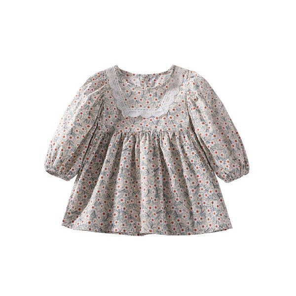 Modern, hosszú ujjú gyerekruha virágos motívumokkal