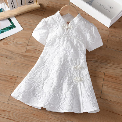 Lühikeste varrukatega valge vabaaja lastekleit