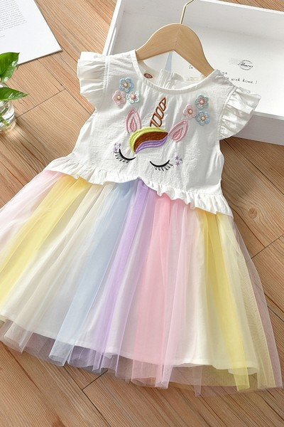 Nyári ruha lányoknak tüll és egyszarvúval