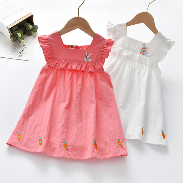 Dječja haljina za djevojčice s četvrtastim izrezom i vezom