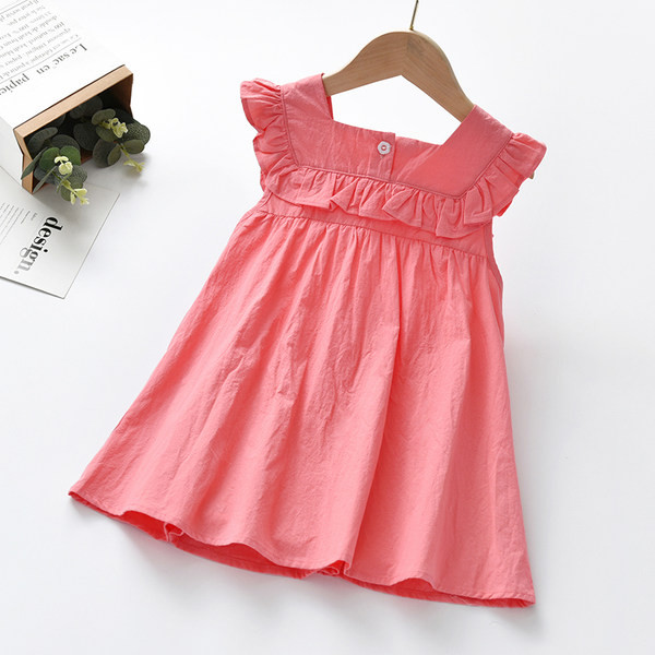 Dječja haljina za djevojčice s četvrtastim izrezom i vezom