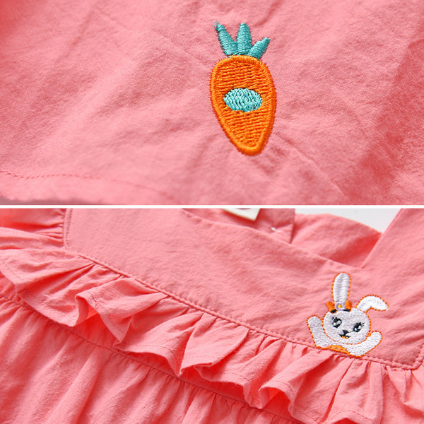 Dječja haljina za djevojčice s četvrtastim izrezom i vezom