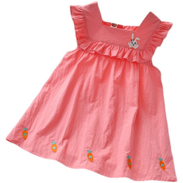 Dječja haljina za djevojčice s četvrtastim izrezom i vezom