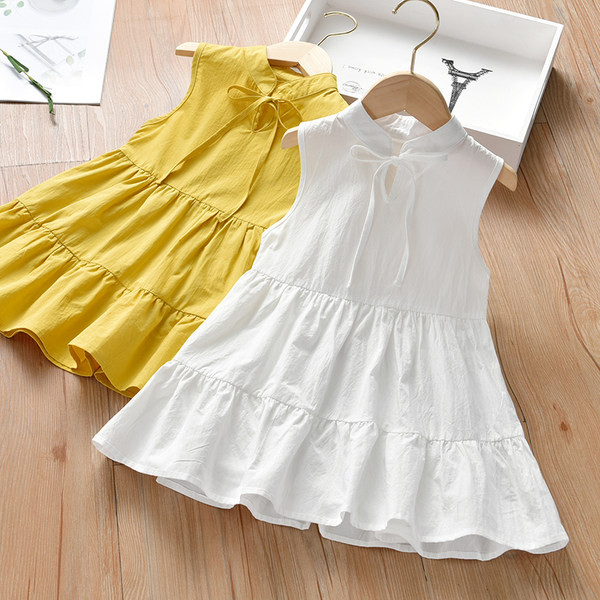 Dječja casual haljina s trakom jednobojni model