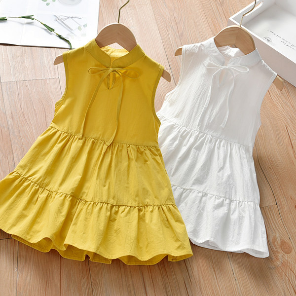 Dječja casual haljina s trakom jednobojni model