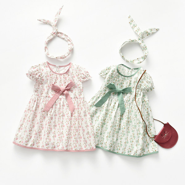 Dječja kratka haljina sa trakom u dvije boje