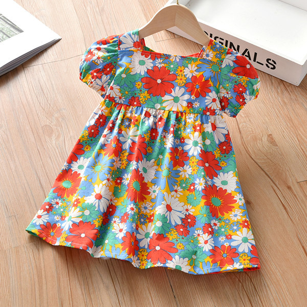 Модерна детска рокля с флорален десен за момичета