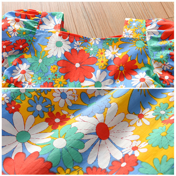 Модерна детска рокля с флорален десен за момичета