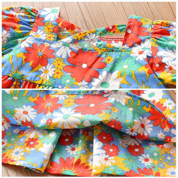 Модерна детска рокля с флорален десен за момичета