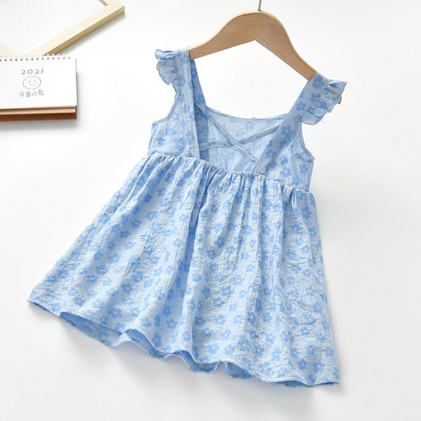 Ljetna dječja plava haljina s golim leđima