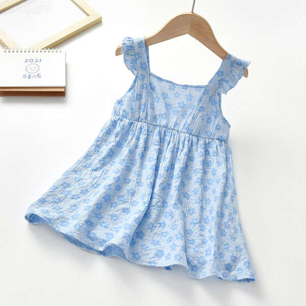Ljetna dječja plava haljina s golim leđima