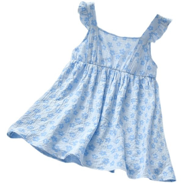 Ljetna dječja plava haljina s golim leđima