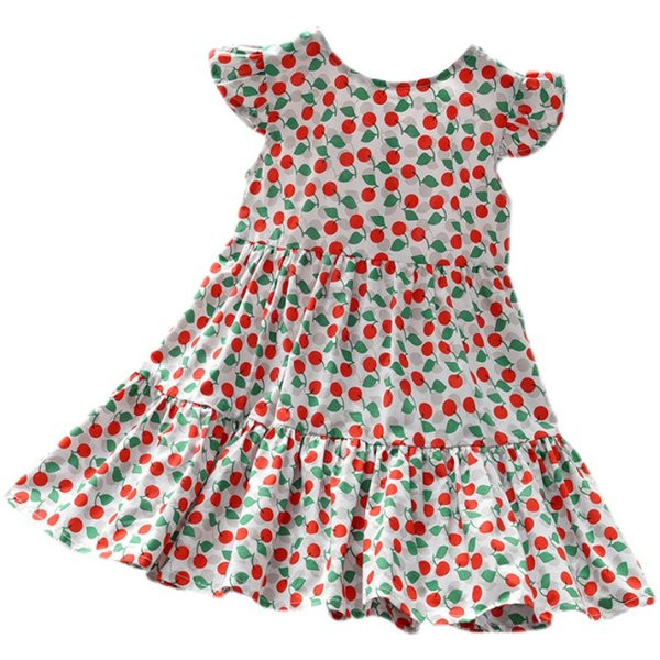 Värviline ovaalse kaelusega lastekleit – lõikega mudel