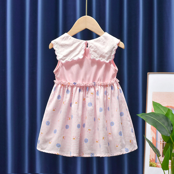 Kahes värvitoonis tikandiga laste suvekleit