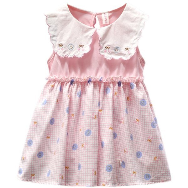 Kahes värvitoonis tikandiga laste suvekleit