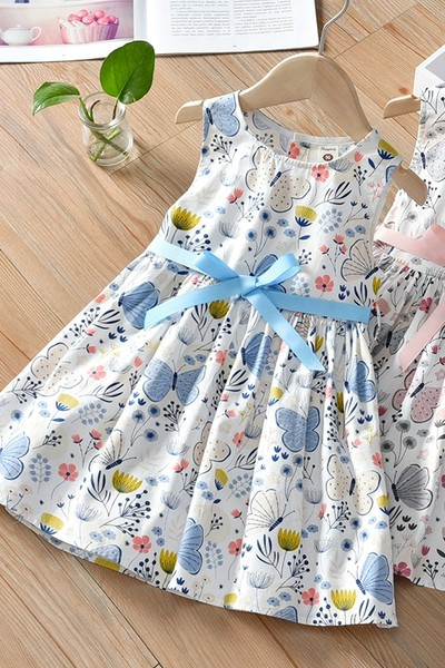 Suvine kleit tüdrukutele vöökoha lipsudega