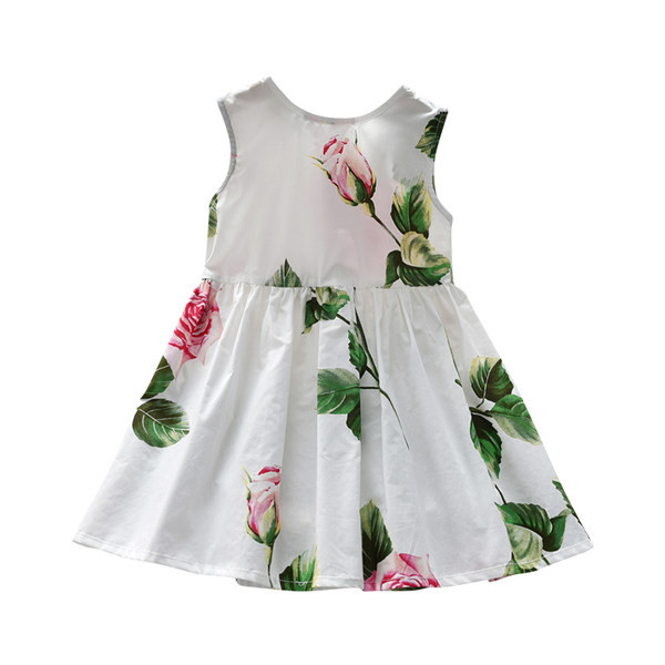 Moderna dječja haljina s okruglim izrezom bijele boje