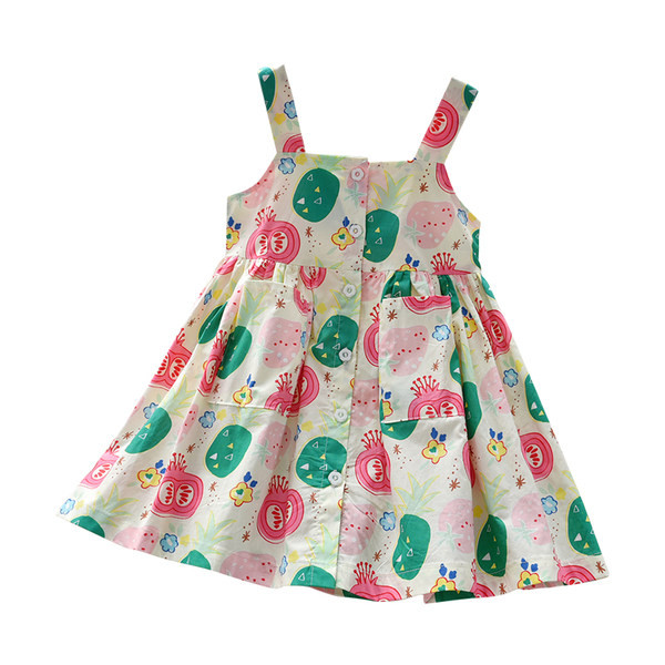 Ежедневна детска рокля с презрамки за момичета