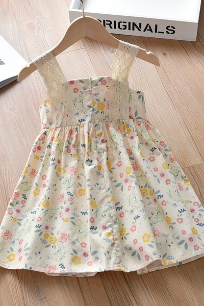 Детска рокля с дантелени презрамки в няколко цвята