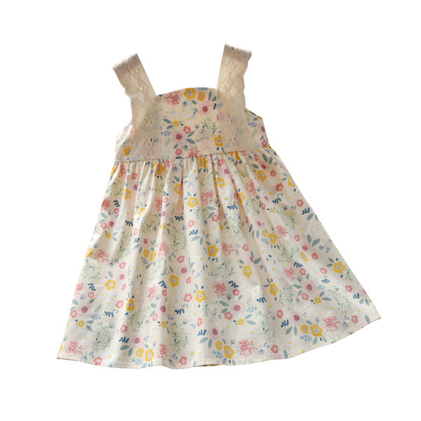 Детска рокля с дантелени презрамки в няколко цвята