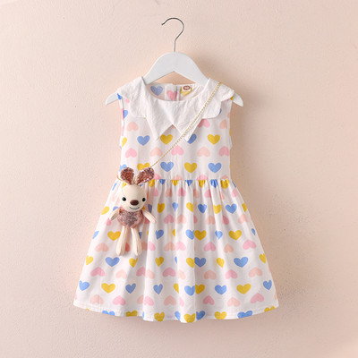 Kahes värvitoonis südamete ja nööpidega lastekleit