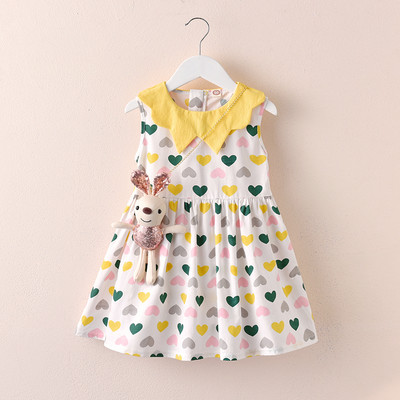 Kahes värvitoonis südamete ja nööpidega lastekleit