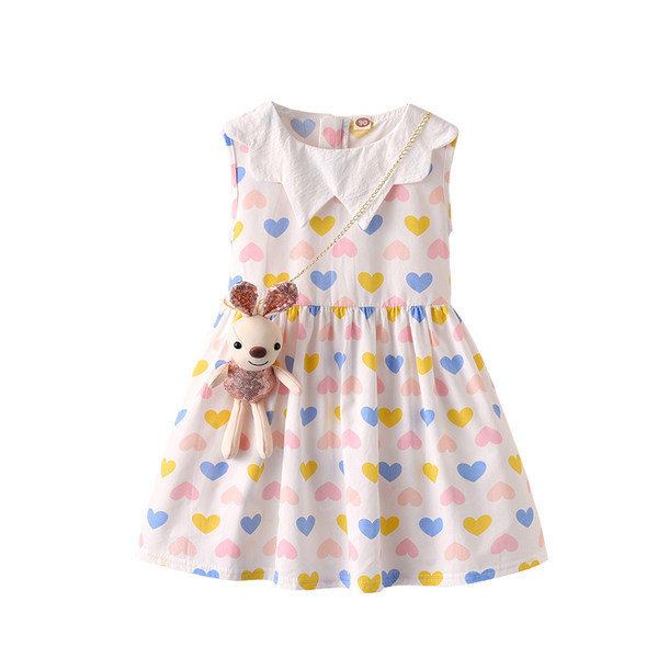 Kahes värvitoonis südamete ja nööpidega lastekleit