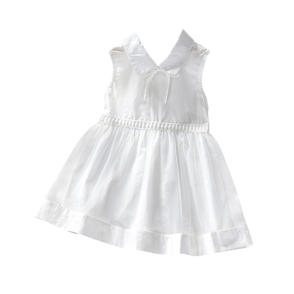 Klassikalise krae ja valge paelaga lastekleit