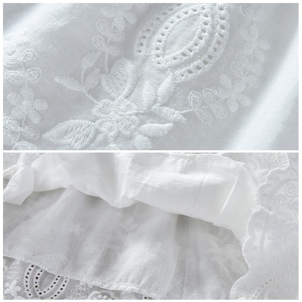 Uue mudeli nööpide ja pikkade varrukatega lastekleit - valget värvi