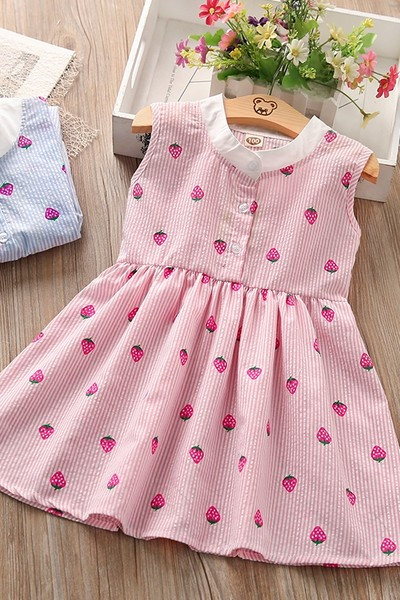 Dječja ljetna haljina na gumbe u dvije boje