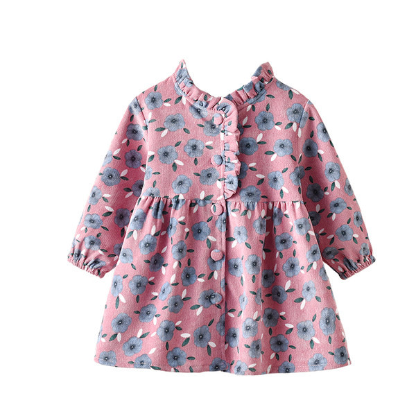 Laste kaasaegne pikkade varrukate ja nööpidega kleit