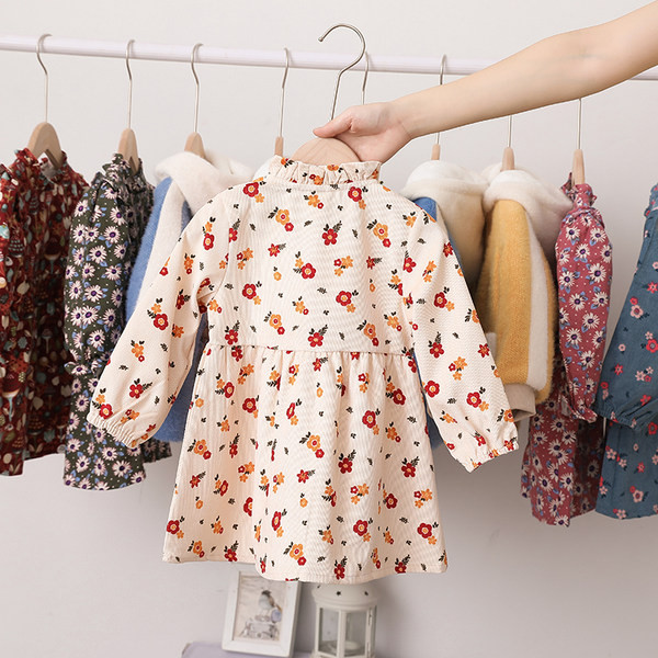 Dječja ležerna haljina s dugim rukavima i gumbima