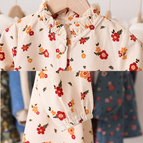 Dječja ležerna haljina s dugim rukavima i gumbima