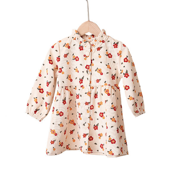 Dječja ležerna haljina s dugim rukavima i gumbima