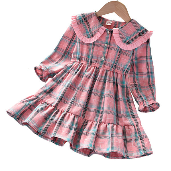 Karirana haljina s okruglim izrezom i gumbima