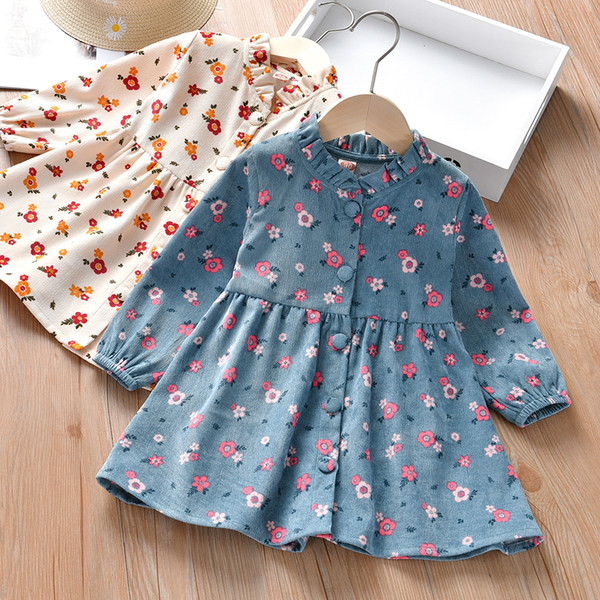 Proljetna haljina za djevojčice s cvjetnim uzorkom i dugim rukavima