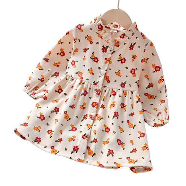 Proljetna haljina za djevojčice s cvjetnim uzorkom i dugim rukavima