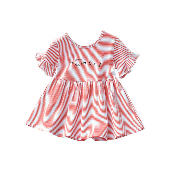 Dječja pamučna haljina s natpisom i kovrčama