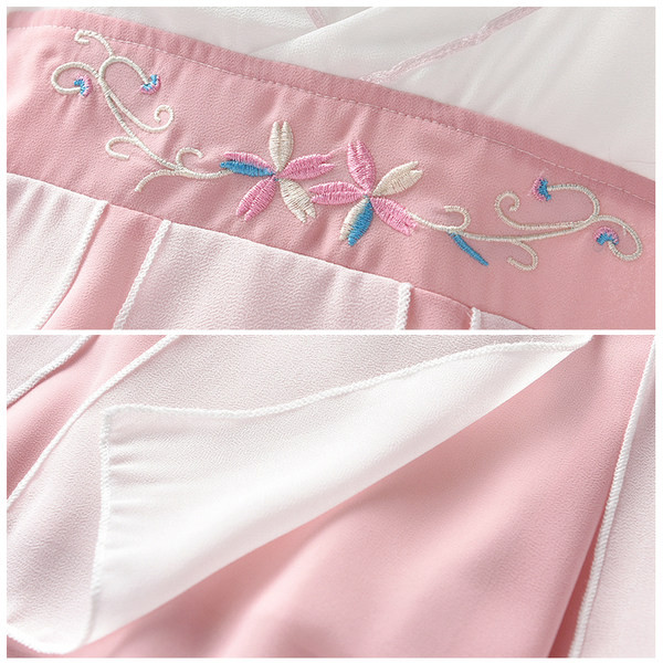 Vaikiška suknelė su V formos iškirpte ir siuvinėjimu