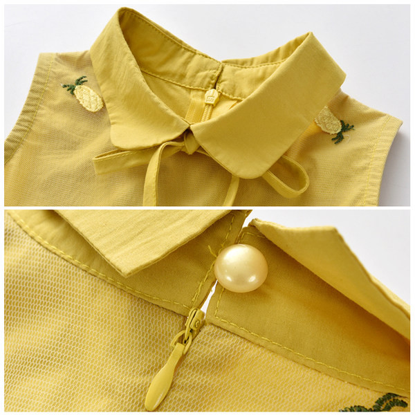 Dječja ljetna haljina s aplikacijom i vezama