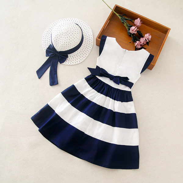 Kék és rózsaszín ovális nyakkivágású gyerekruha