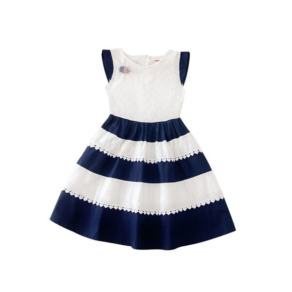 Kék és rózsaszín ovális nyakkivágású gyerekruha