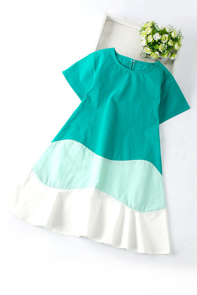 Лятна момичешка рокля с къс ръкав